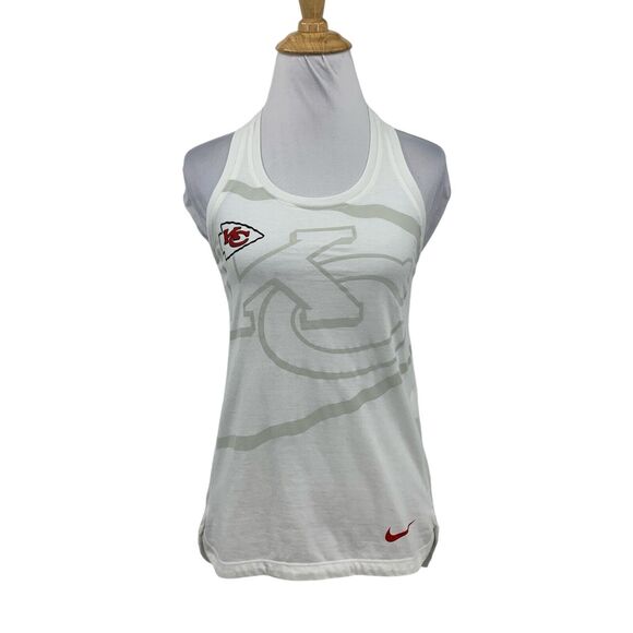 Nike Tank Top Womens XS Extra Small White Kansas City Chiefs Football Racerback - Picture 1 of 12